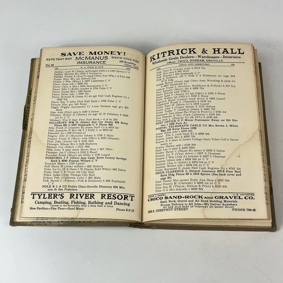 1926 CA Chico Oroville City Directory POOR Ancestry Genealogy Reference Antique - Picture 15 of 16